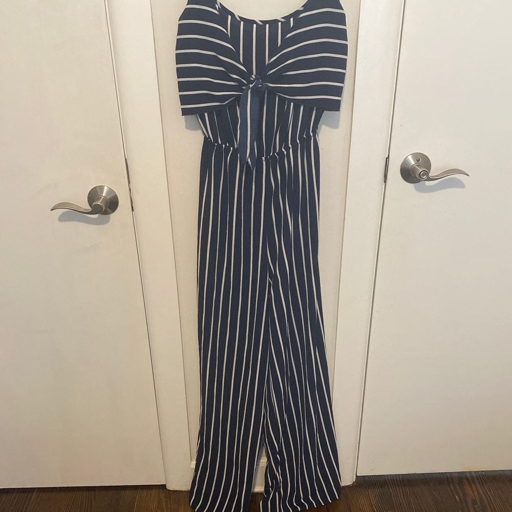 Blue/White Striped Rompers